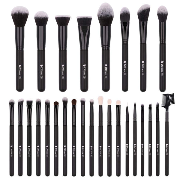 Ducare 12 Piece Makeup Brushes Set Goat Pony Hair Professional with Leather Bags