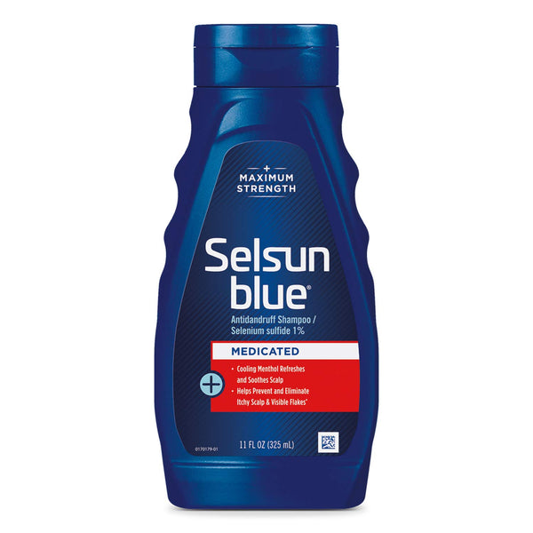 Selsun Blue Medicated Maximum Strength Dandruff Shampoo, 11 Fl Oz, Pack of 1