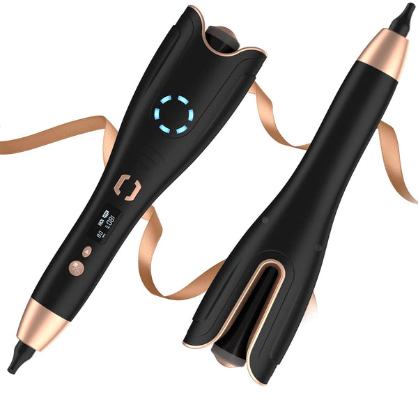One-button Auto hair Curler, Nobebird Auto Curling Iron (6 Temperature and 11 Curling Timing Settings), Curling Wand with Ceramic Coating, Smart Anti-stick Sensor and Anti-scalding Function