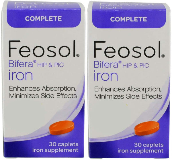 Feosol Complete with Patented Bifera Iron Caplets, 30Count, 2Count