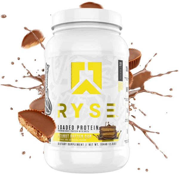 Ryse Loaded Protein Peanut Butter Cup | 24-25g Premium Whey Protein | MCT Healthy Fats | 27 Serving | Organic Prebiotic Fiber | Low Carbs and Low Sugar | Easy Mixing & Amazing Taste