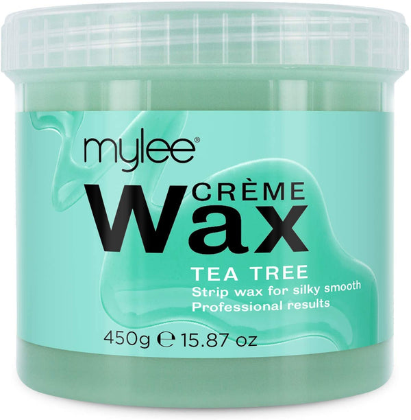 Mylee Tea Tree Soft Creme Wax for Sensitive Skin 450g, Microwavable & Wax Heater Friendly, Ideal for All Body Area Stubborn Coarse Hair Removal