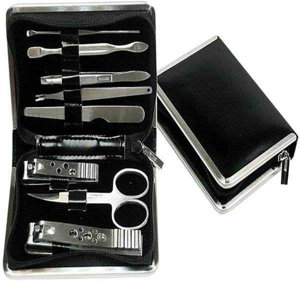 Ossian Manicure and Pedicure Set ýýý Compact Stainless Steel 8pc Essential Travel Grooming Kit in Zip Case with Tweezers, Scissors, Toenail Clippers, Nail File & Fingernail Clippers ýýý For Men and Women