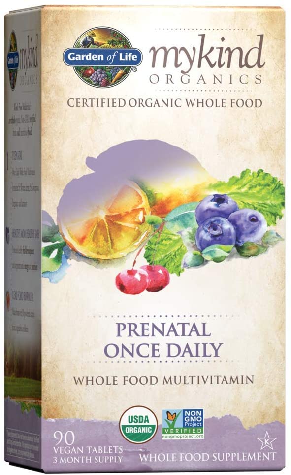 Garden of Life Mykind Organics Prenatal Daily Whole Food Vitamins Tablets for Women, Fruit, 90 Count