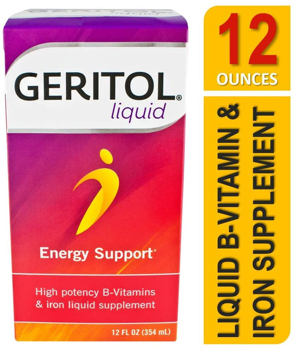 Geritol Liquid Energy Support, High Potency B-Vitamin & Iron Liquid Supplement, 12 Fl Oz (Pack of 3)