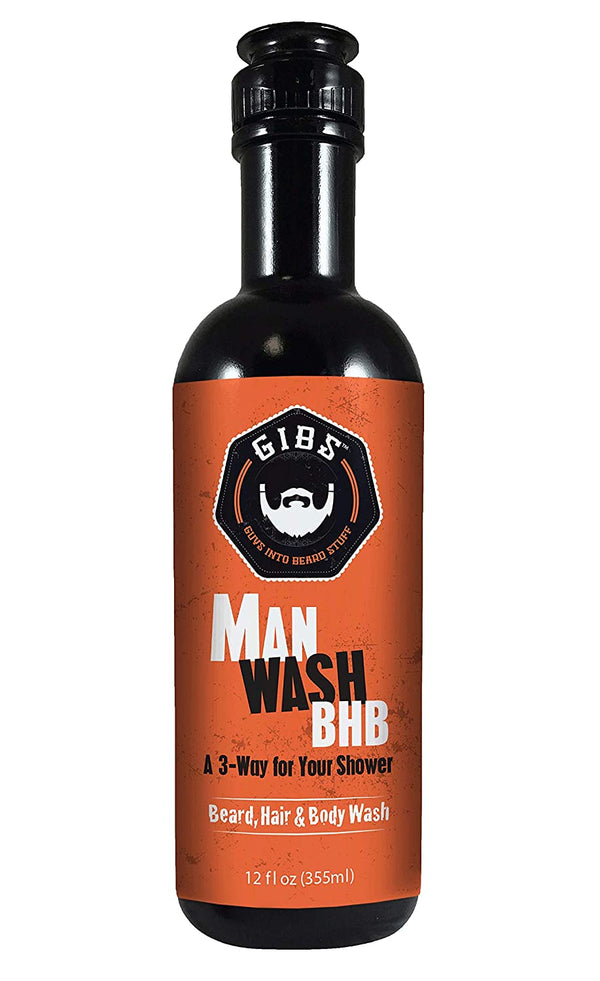 GIBS Grooming 3 in 1 Body Wash for Men - Beard & Hair Moisturizing, & Cleansing Liquid Body Wash with Tea Tree Oil & Copaiba Balsam - Sulfate & Paraben Free Shower Gel - 12 Oz