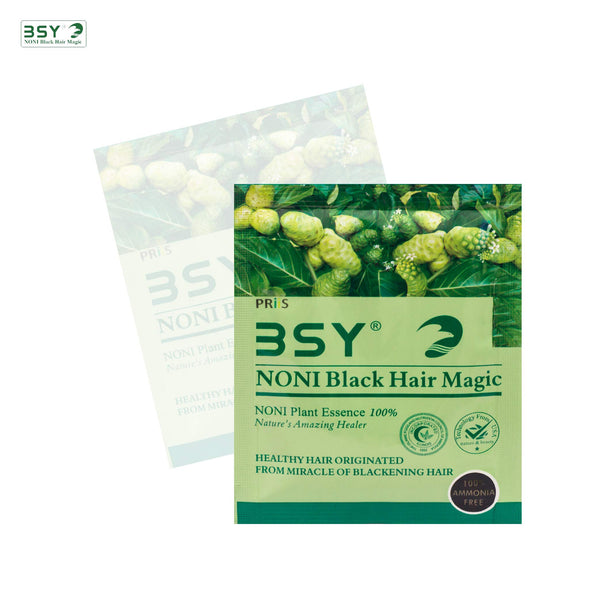 BSY Noni black hair magic shampoo | Noni hair colour | Noni hair dye | Hair dye | Hair dye shampoo | shampoo based hair color | 10 Mins hair color | Ammonia-free hair color | shampoo | (20mlX20)