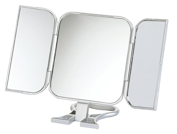 Danielle Creations - Folding mirror with stand, travel size – 23x12cm, silver