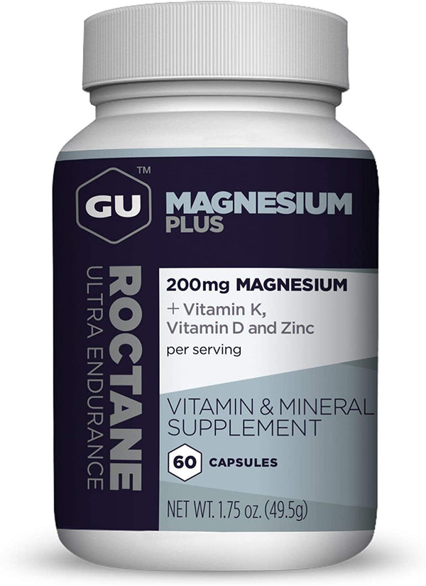 GU Energy Roctane Magnesium Plus Capsules with Vitamin K, D and Zinc, 60-Count Bottle (1-Month Supply)