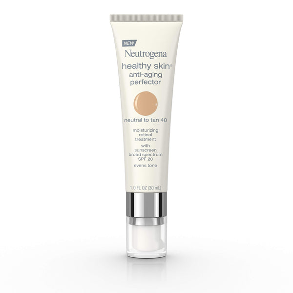 Neutrogena Healthy Skin Anti-Aging Perfector Tinted Facial Moisturizer and Retinol Treatment with Broad Spectrum SPF 20 Sunscreen with Titanium Dioxide, 40 Neutral to Tan, 1 fl. oz