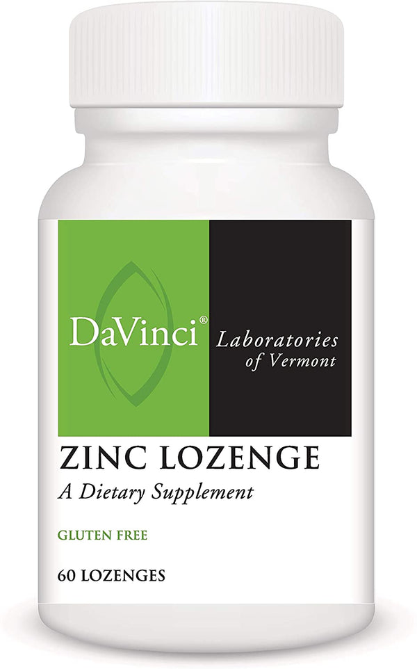 DaVinci Laboratories Zinc Lozenge, Lemon, 60 Lozenges - Immune Support, Brain Health, Throat Soothing Supplement