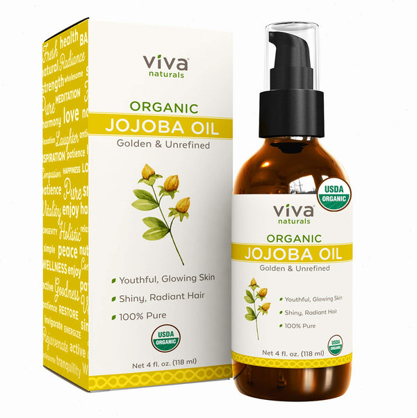 Jojoba Oil Organic Cold Pressed Unrefined - 100% Pure Jojoba Oil for Skin, Natural Face Moisturizer and Hair Moisturizer