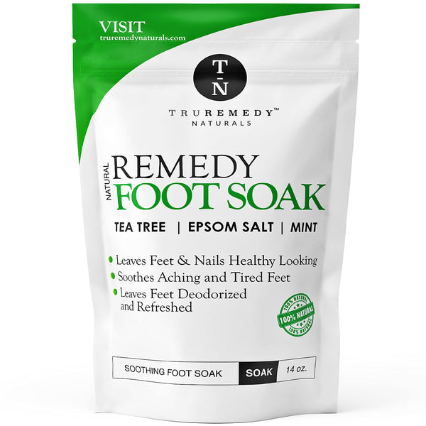 Tea Tree Oil Foot Soak with Epsom Salt & Mint, Feet Soak Helps Toenail System, Athletes Foot & Stubborn Foot Odor - Foot Bath Salt Softens Calluses & Soothes Sore Tired Feet, 14 Ounce