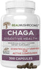 Real Mushrooms Chaga Capsules for Digestive Health and Immune Support (300ct) Vegan, Non-GMO Chaga Extract Supplements, Verified Levels of Beta-Glucans