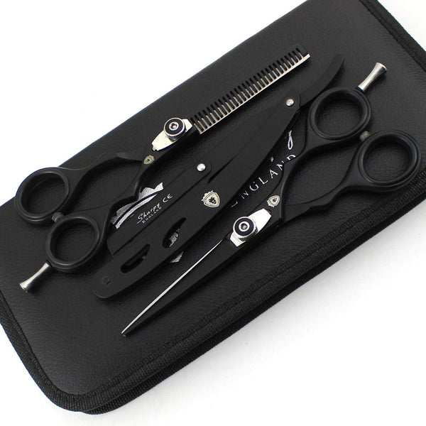 SHARPY 5.5inch Professional Barber Hairdressing Scissors Set Salon Hair Cutting Thinning Scissors Cutter Shears Stainless Steel Black