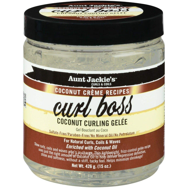 Aunt Jackie's Coconut Crme Recipes Curl Boss, Curling Gel, Curls without Weighing Hair Down, 15 Ounce Jar