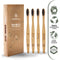 Greenzla Bamboo Toothbrush (4 Pack) with Travel Toothbrush Case & Charcoal Dental Floss | Natural Eco Friendly Toothbrushes for Adults | BPA Free , Soft Bristles & Biodegradable Wooden Toothbrush