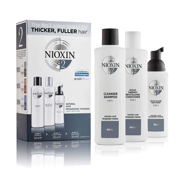 Nioxin Full-Size System Kits 2, 4, & 6, 3-Pc Hair Loss Shampoo, Conditioner & Scalp Treatment, For Progressed to Advanced Thinning Hair, 3 Month Supply