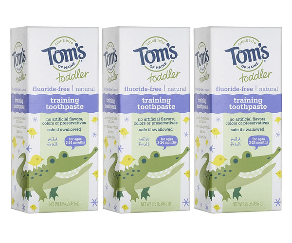 Tom's of Maine Fluoride-Free Toddler Training Toothpaste, Mild Fruit, 1.75 oz. 3-Pack