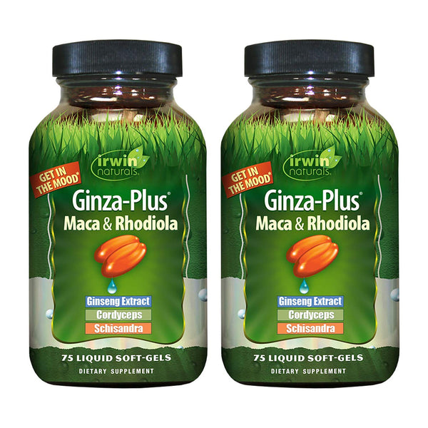 Irwin Naturals Ginza-Plus Maca & Rhodiola for Mental Balance and Stress Relief, 75 Liquid Softgels (Pack of 2)