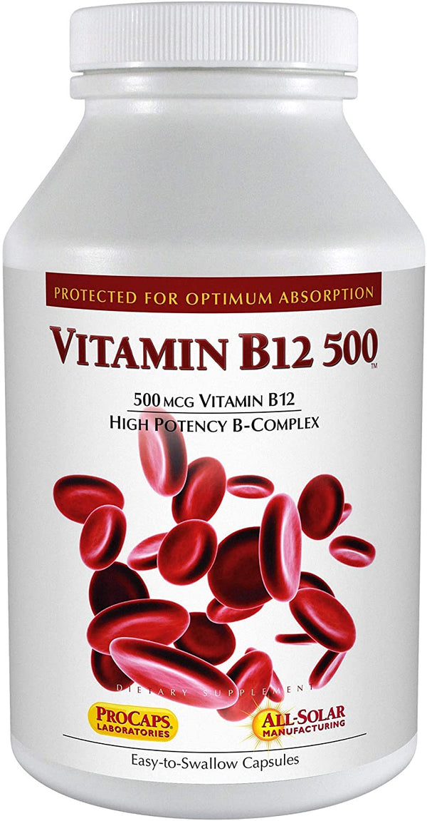 Andrew Lessman Vitamin B12 500 360 Capsules ýýý Absorption-Protected Methylcobalamin (Natural Coenzyme Vitamin B12), Essential for Energy & Stress Support, Plus B-Complex, Easy to Swallow Capsules