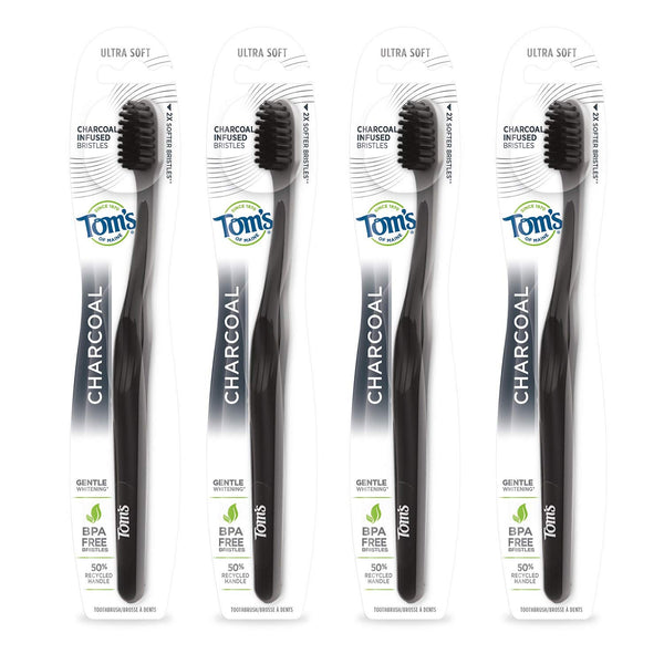 Tom's of Maine Gentle Charcoal Toothbrush, Soft, 4-Pack