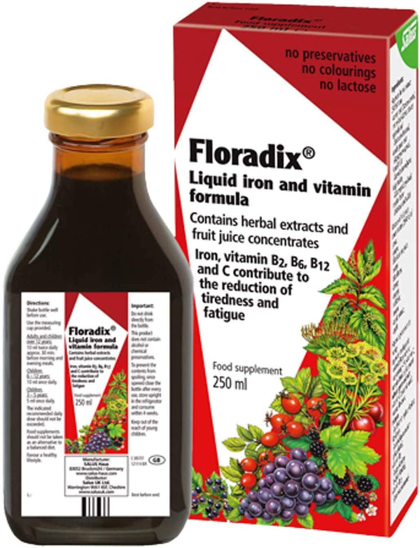 Floradix Floravital Liquid Iron and Vitamin Formula 8.5 fl.oz. - 250 ml. - Made in Germany (2 Pack)