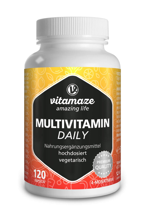 Multivitamin Daily high strength  13 Vitamins (without iodine), 120 vegetarian capsules Organic & Natural Supplement