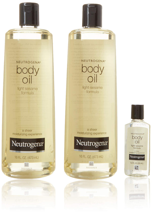 Neutrogena Body Oil Light Sesame Formula Sesame Oil, 16 fl. oz/pack - (pack of 2) + Bonus 1 fl. oz. Bottle