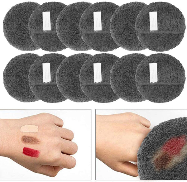KinHwa Reusable Face Pads Microfibre Face Cloths Washable Makeup Remover Pads Cleansing Pads with Laundry Bag 12Pack Dark Gray