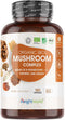 Organic Mushroom Complex - 180 Capsules - 8 Mushrooms (Including Lions Mane Mushroom, Reishi Mushroom, Chaga Mushroom) + Turmeric & Ginger, Dried Mushroom Powder Health Capsules - Vegan - Made in EU
