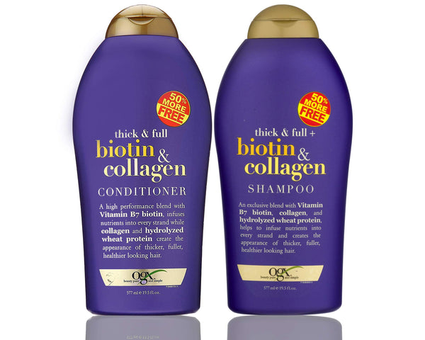 OGX (Thick & Full) Biotin & Collagen Shampoo + Conditioner 19.5oz, Duo-Set