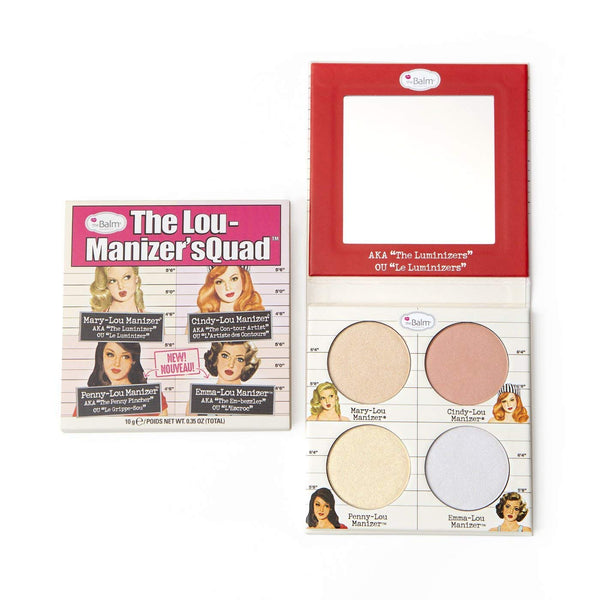 theBalm Lou-Manizers Quad Makeup Palette, Highlighter, Exclusive Shades, Long-Lasting, Durable Cosmetics, Multi-Color Reflective Finishes, 0.35 oz