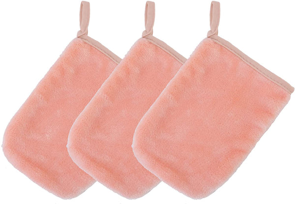 Hypoallergenic Chemical Free Microfiber Fleece Makeup Remover And Facial Cleansing Cloth Glove 3 Pack