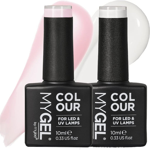 MYGEL by Mylee French Manicure Duo Gel Polish 2x10ml UV/LED Soak-Off Nail Art Manicure Pedicure for Professional, Salon & Home Use - Long Lasting & Easy to Apply