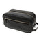 Maruse Italian Leather Toiletry Travel Bag with 2 Zippered Closures for Men and Women, Handmade in Italy (Black)