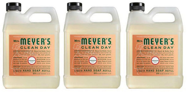Mrs. Meyers Liquid Hand Soap Refill kWDygS, 33 Oz, 3Pack (Geranium)