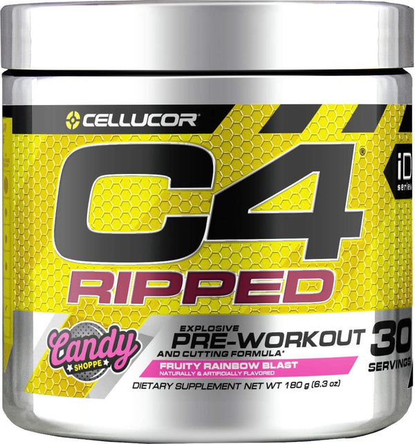 C4 Ripped Pre Workout Powder Fruity Rainbow Punch | Creatine Free + Sugar Free Preworkout Energy Supplement for Men & Women | 150mg Caffeine + Beta Alanine + Weight Loss | 30 Servings