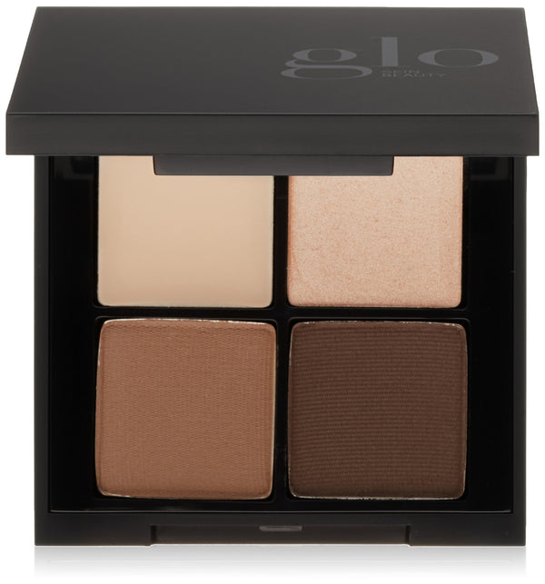 Glo Skin Beauty Brow Quad , Eyebrow Filler Powder Palette with Wax and Highlighter, 2 Shades , Cruelty Free