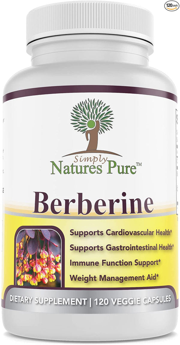 Premium Berberine HCl 500mg - 120 Capsules - Cardiovascular Gastrointestinal Immune Support - Chromium Cinnamon