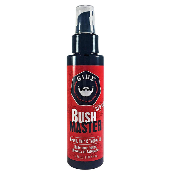 GIBS Grooming Bush Master Beard, Hair & Tattoo Oil- All-Natural with Nutmeg, Leather, Vanilla & Musk Scent- Softens & Strengthens Beard Growth, Moisturizes Skin, 4 Oz.