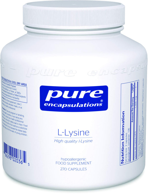 Pure Encapsulations - L-Lysine 500mg - Hypoallergenic Essential Amino Acid Supplement - 270 Vegetarian Capsules