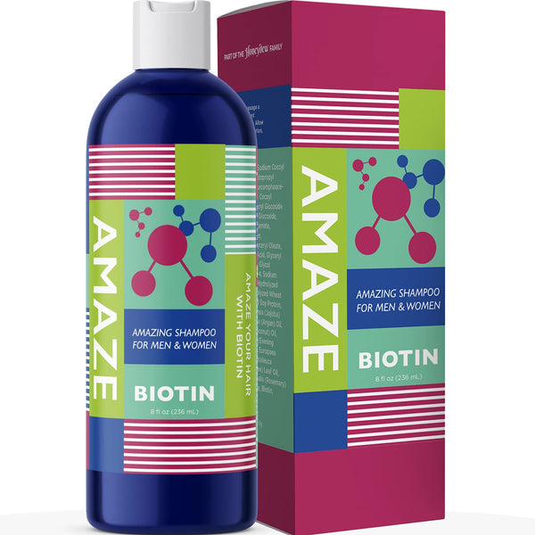 Biotin Shampoo for Thinning Hair Care - Sulfate Free Shampoo with Biotin Keratin Coconut and Zinc for Hair Volume and Shine - Biotin Hair Treatment for Dry Damaged Hair with Hydrating Cleansing Oils