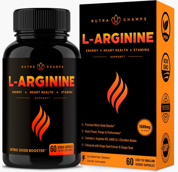 Premium L Arginine Nitric Oxide Supplement | Extra Strength for Energy, Muscle Growth, Heart Health, Vascularity & Stamina | Powerful NO Booster Capsules with L-Arginine & L-Citrulline Powder