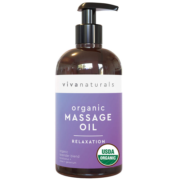 Certified Organic Massage Oil with Relaxing Lavender Works Great as a Body Oil (8 fl. oz.)
