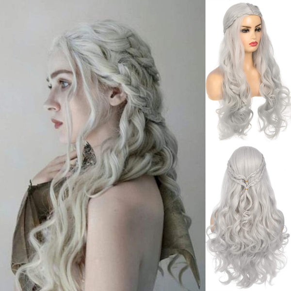 Grey Wigs for Women Cosplay Wig Long Hair Curly Wavy Wig Ladies Wigs Synthetic Halloween Carnival Party Costumes Wig (gray)
