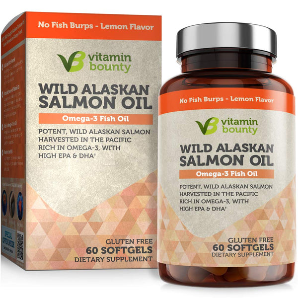 Omega 3 Fish Oil From Wild Alaskan Salmon - High in EPA, DHA, Omega 3, 6 and 9 - Vitamin Bounty
