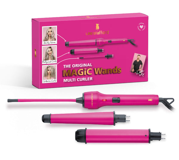 Lee Stafford 'Magic Wands' 3In1 Multi Styler - Beach Waves, Hollywood Curls, Or Corkscrew Styling, hot pink