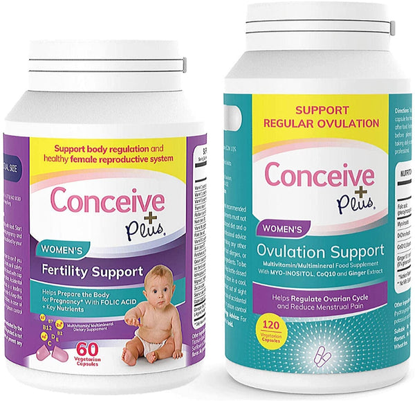 Conceive Plus Ovulation Bundle, Womens Fertility Supplement Prenatal Vitamins and Ovulation PCOS Support Capsules