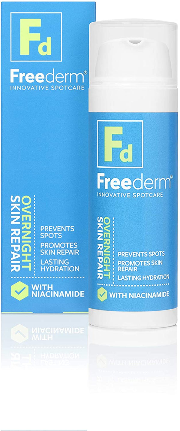 FREEDERM Overnight Skin Repair for Spot Prone Skin, Visibly Reduces Spots and Redness, With Niacinamide, Clear, 50 ml